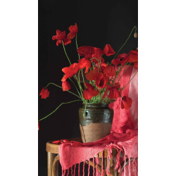 Rode bloemen 70x130cm