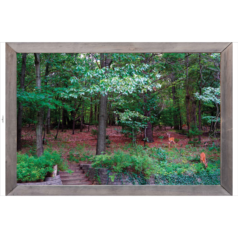 Tuindoek lijst hout bos hertjes 210x140cm