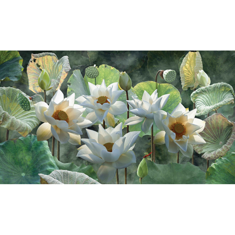 Tuinschilderij Lotusbloemen 130x70cm