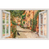 Tuinposter Raam steeg katten 140x90cm