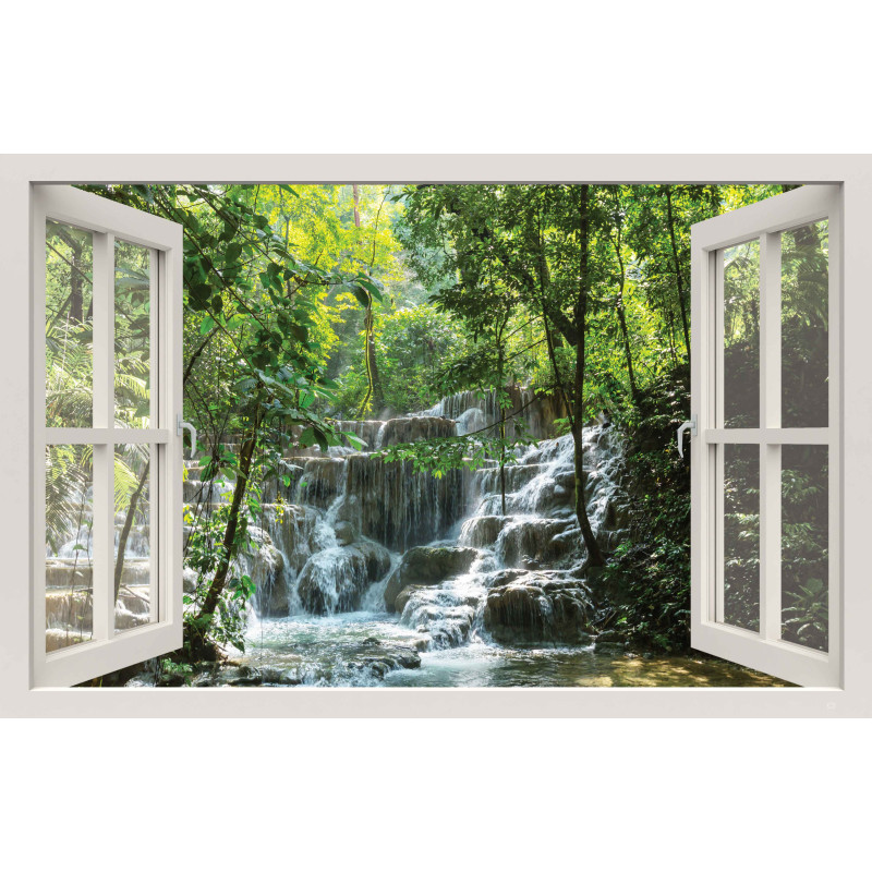 Tuinposter Raam Waterval 140x90cm