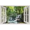 Tuinposter Raam Waterval 140x90cm