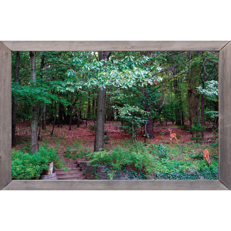 Tuinposter lijst hout bos hertjes 140x90cm