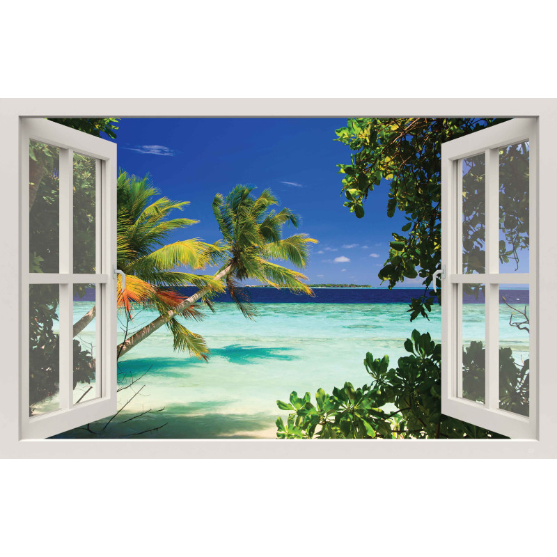 Tuinposter Raam Malediven 140x90cm